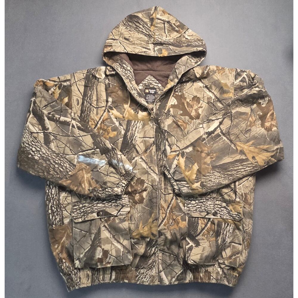 Hunters Edge‎ Realtree Hardwoods Camo Men 2X Quilt Insulated Bomber Jacket Hood